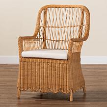 bali & pari Teresa Bohemian Scalloped Rattan Arm Chair
