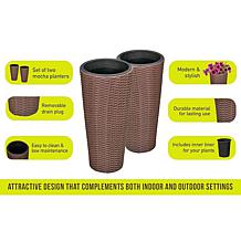 Balkene Home Noah Round Wicker Planter 2-Piece Set - Mocha