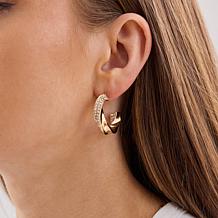 BAUBLEBAR Goldtone Clear Stone Twist Hoop Earrings