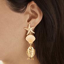 BAUBLEBAR Goldtone Starfish, Simulated Shell and Fish Drop Earrings