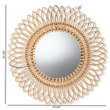 Baxton Studio Bora Modern Bohemian Rattan Accent Wall Mirror