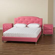 Baxton Studio Canterbury Glam Faux Leather Full 3 Piece Bedroom Set