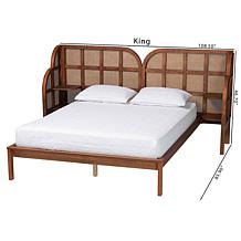 Baxton Studio Cascadia Wingback Platform Bed with Rattan Headboard