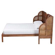 Baxton Studio Cascadia Wingback Platform Bed with Rattan Headboard