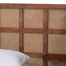 Baxton Studio Cascadia Wingback Platform Bed with Rattan Headboard