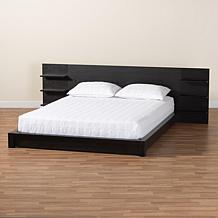 Baxton Studio Elina Queen Walnut Brown Wood Platform Bed with Shelves