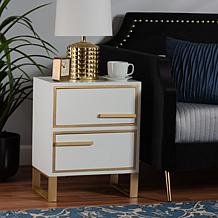 Baxton Studio Giolla Contemporary Wood and Metal 2 Drawer End Table