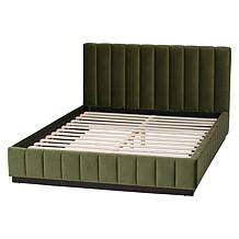 Baxton Studio Granger Velvet Platform Bed - White Queen