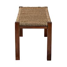 Baxton Studio Hermes Mid Century Natural Seagrass and Wood Bench
