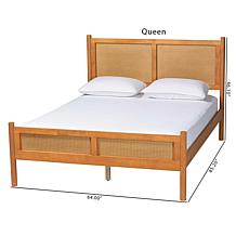 Baxton Studio Jenn Japandi Queen Platform Bed with Rattan Accents
