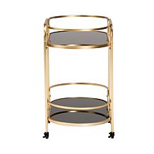 Baxton Studio Leighton Contemporary Metal and Glass 2 Tier Wine Cart