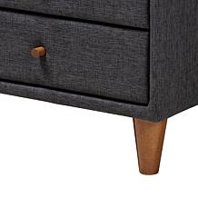 Baxton Studio Louvain Mid Century Fabric Twin Size 3 Piece Bedroom Set