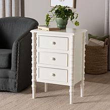 Baxton Studio Malinda Classic Wood End Table with 3 Storage Drawers