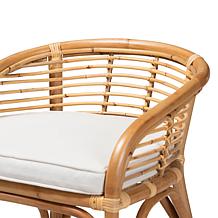 Baxton Studio Maverick Modern Upholstered and Rattan Counter Stool