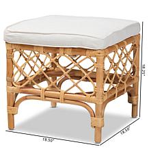Baxton Studio Orchard Modern Fabric Upholstered and Rattan Ottoman