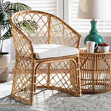 Baxton Studio Orchard Modern Upholstered and Rattan Dining Chair