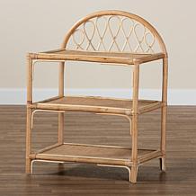 Baxton Studio Redell Modern Bohemian Rattan 3-Tier Display Shelf