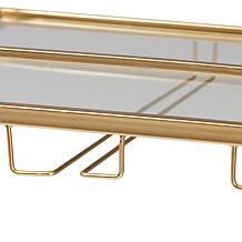 Baxton Studio Savannah Contemporary Metal and Glass Wine Cart