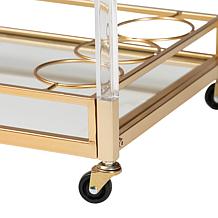 Baxton Studio Savannah Contemporary Metal and Glass Wine Cart