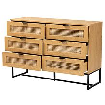 Baxton Studio Sawyer Mid-Century Modern Wood Metal 6 Drawer Cabinet