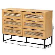 Baxton Studio Sawyer Mid-Century Modern Wood Metal 6 Drawer Cabinet