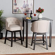 Baxton Studio Theron Fabric and Wood 2-Piece Counter Stool Set