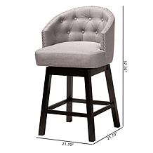 Baxton Studio Theron Fabric and Wood 2-Piece Counter Stool Set