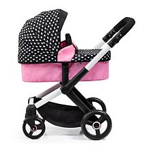 Bayer Convertible Xeo Doll Pram with Matching Handbag - Black & Pink