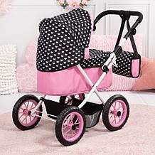 Bayer: Trendy Pram w/ Matching Shoulder Bag, Hearts Black & Pink