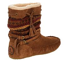 BEARPAW® Cyan Suede and Knit Sheepskin Boot with NeverWet™