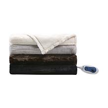 Beautyrest 50" x 70" Duke Faux Fur Heated Throw - Ivory