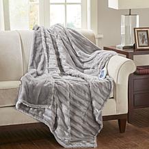 Beautyrest 50" x 70"Duke Faux Fur Heated Throw - Grey