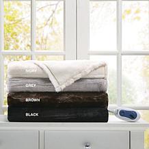 Beautyrest 50" x 70"Duke Faux Fur Heated Throw - Grey