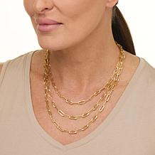 Bellezza 18" Bronze Graduated 3-Row Paperclip Chain Necklace