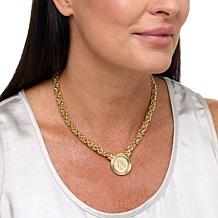Bellezza 20 Lira Coin Bronze Byzantine Chain Drop Necklace