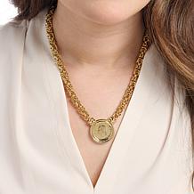 Bellezza 20-Lira Coin Pendant with Byzantine Chain Necklace