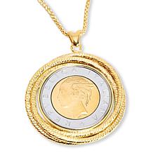 Bellezza 500 Lira Coin Bronze Pendant with 18" Spiga Chain