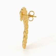 Bellezza Beaded Hammered C-Shaped Earrings
