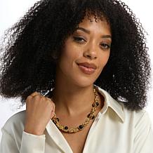 Bellezza Bronze Black Onyx Byzantine-Link Chain Necklace 