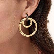 Bellezza Bronze Black Spinel Doorknocker Circle Earrings