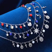 Bellezza Bronze Celestial Charm Motif & Stone Necklace