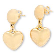 Bellezza Bronze Electroform Puffed Heart Drop Earrings