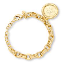 Bellezza Bronze Goldtone 20 Lira Coin Charm Textured Link Bracelet