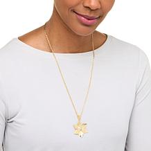 Bellezza Bronze Hammered Flower Pendant with 24" Chain