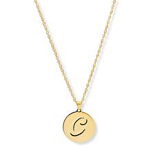 Bellezza Bronze Initial Disc Pendant with 18" Chain