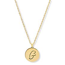 Bellezza Bronze Initial Disc Pendant with 18" Chain