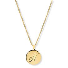 Bellezza Bronze Initial Disc Pendant with 18" Chain