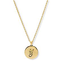 Bellezza Bronze Initial Disc Pendant with 18" Chain