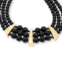 Bellezza Bronze Onyx Three-Row Beaded Necklace
