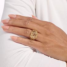 Bellezza Bronze Polished Openwork Filigree Bombé Ring